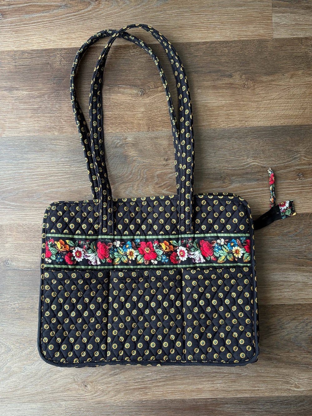 Vera Bradley Retired Black Little Betsy Quilted Tote